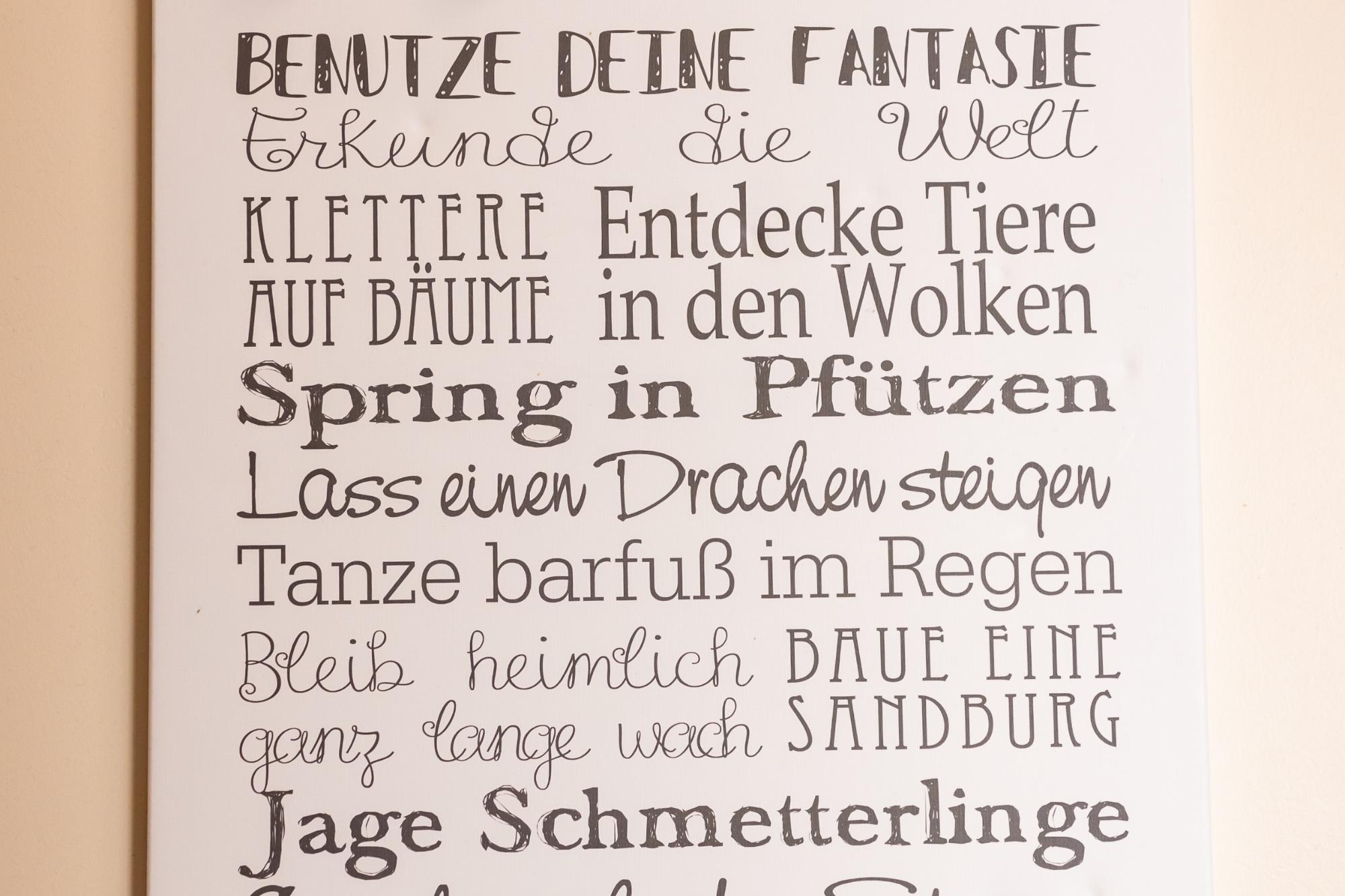 Spruch auf Leinwand