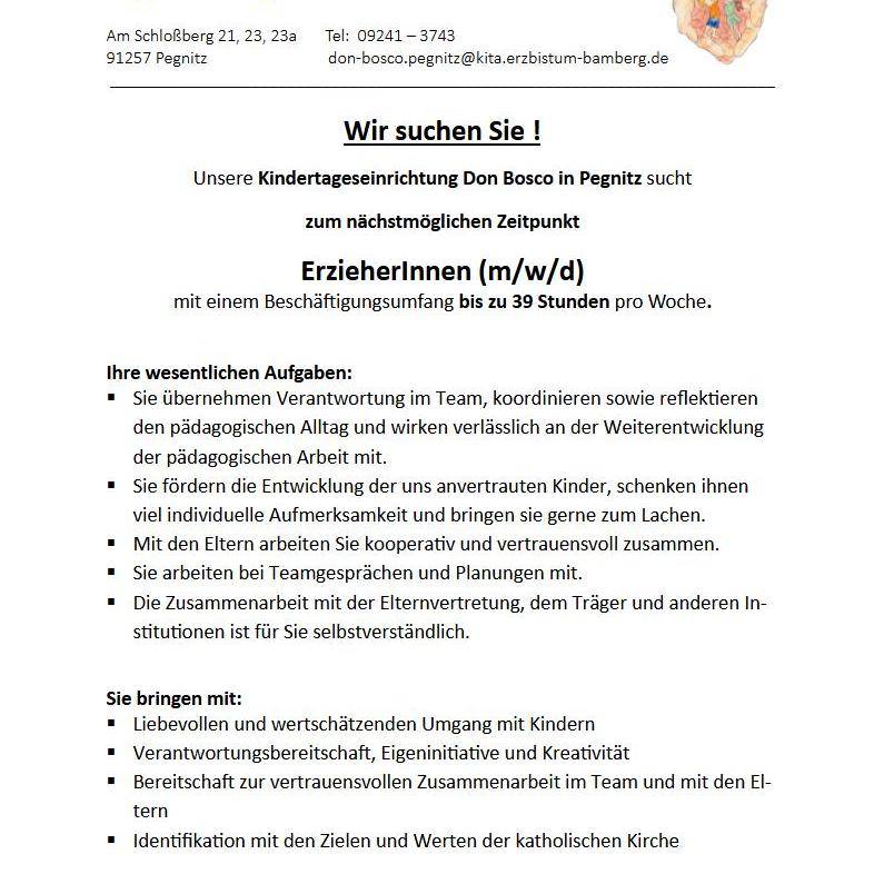 Stellenanzeige Erzieherin und Fachkraft